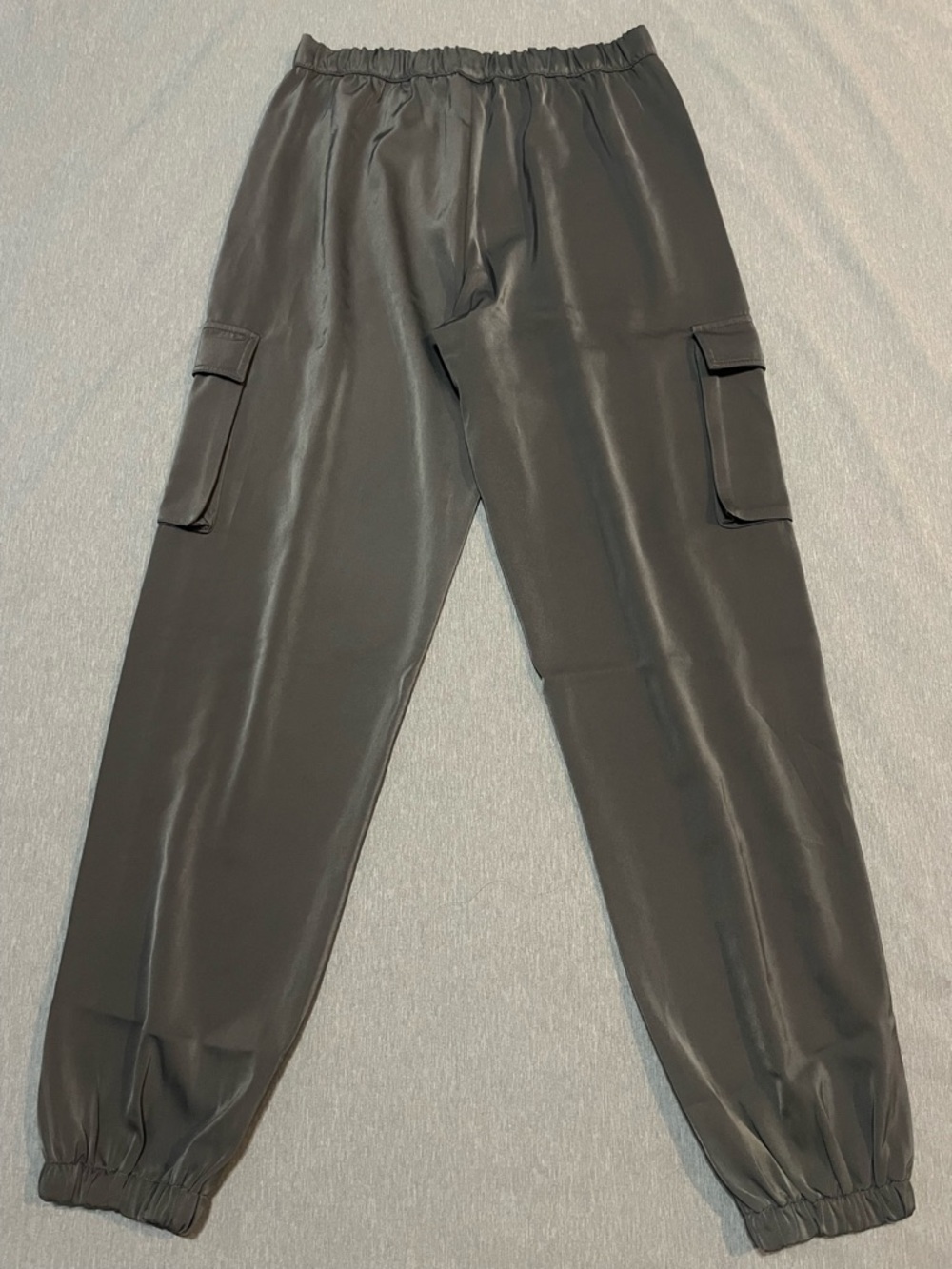 Splendid Satin Cargo Joggers Charcoal XS High Rise Luxe Athleisure Streetwear - Picture 2 of 12